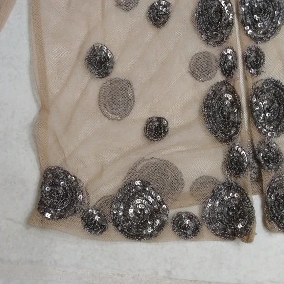 HOSS INTROPIA GORGEOUS SHEER TAN EMBELLISHED TOP - SIZE 38 OR SMALL - Picture 4 of 8